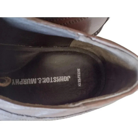 Johnston & Murphy Sheep Skin Brown Men's 12 M Lace Up Shoes Semi-Pointed Lace-Up - Picture 6 of 13